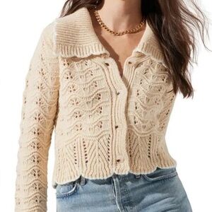 ASTR THE LABEL - Crochet Cream Knit Cardigan Size SMALL!